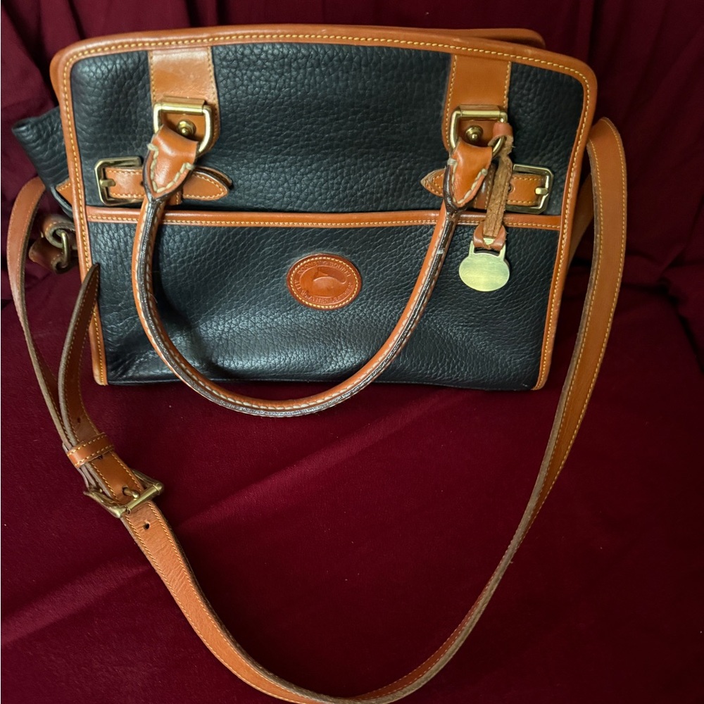 Dooney & Bourke Black and Tan Shoulder Bag